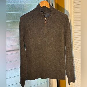 J. Crew Charcoal Cashmere Zip-Up Sweater